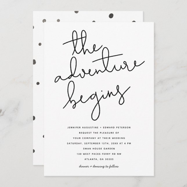 das abenteuer beginnt moderne hochzeit einladung (Vorne/Hinten)