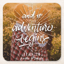 Das Abenteuer beginnt Save the Date Rechteckiger Pappuntersetzer