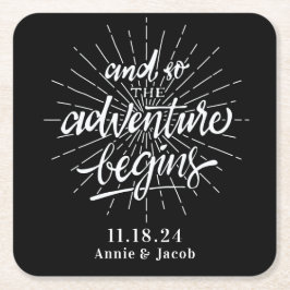 Das Abenteuer beginnt Save the Date Rechteckiger Pappuntersetzer