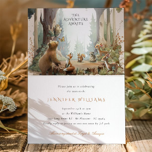 Das Abenteuer erwartet die Woodland Baby Dusche Einladung