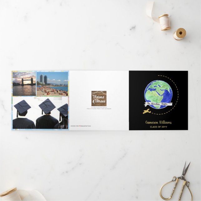 Das Abenteuer fängt mit dem Abschluss-Foto an Dreifach Gefaltete Karte (Außenbereich)