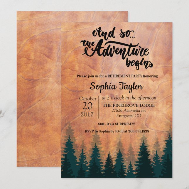 Das Abenteuer fängt Ruhestands-Einladung an Einladung (Vorne/Hinten)