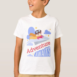 Das Abenteuer von Boy Flying Paper Airplane T-Shirt