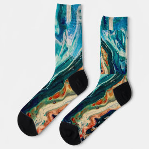 Das abstrakte Gemälde von Eis und Fisch Socken