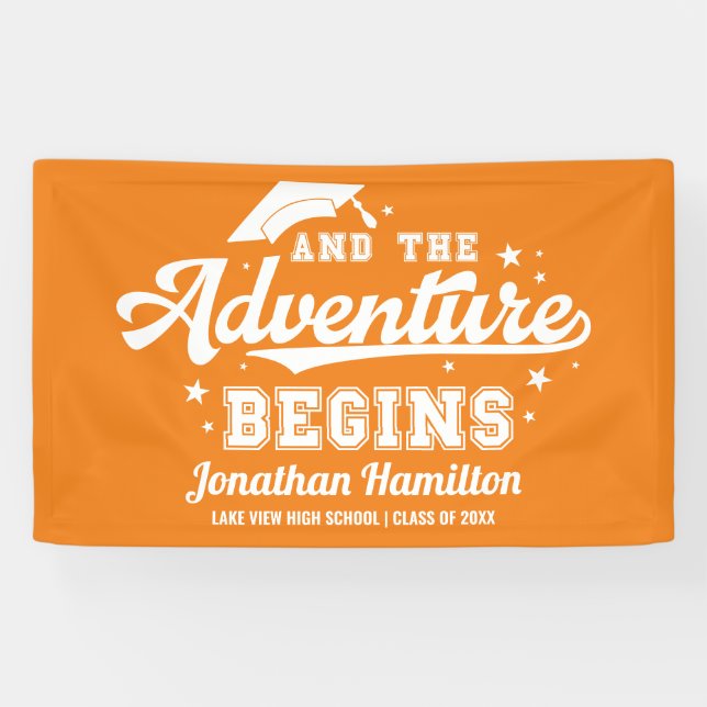 Das Adventure fängt Orange Grad Party Banner an (Horizontal)