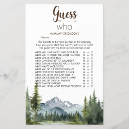 Das Adventure "Guess Who" Baby Shower Game gelasse Flyer