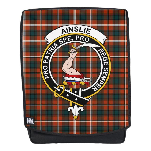 Das Ainslie Clan Wappen Tartan Kariert Rucksack (Vorderseite)