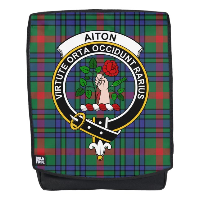 Das Aiton Clan Wappen Tartan Kariert Rucksack (Vorderseite)