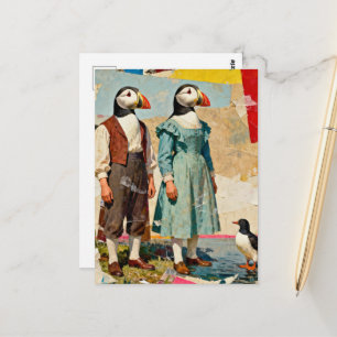 Das alberne Papageientaucher-Paar Collage Postkarte