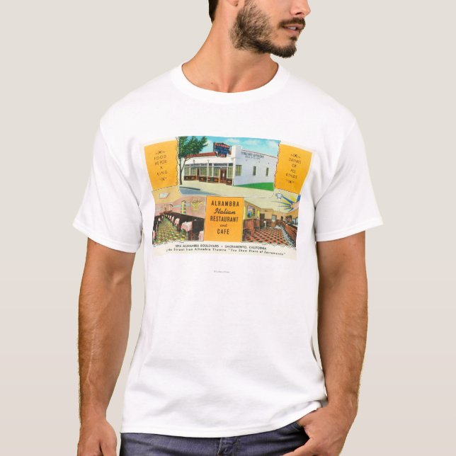 Das Alhambra italienische Restaurant u. das Caf� T-Shirt (Vorderseite)