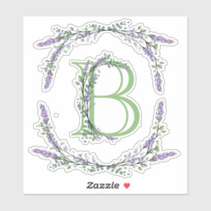 Das Alphabet Monogram "B" Lavender Eucalyptus Aufkleber
