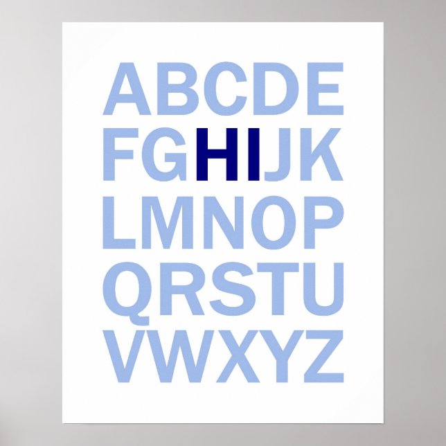 Das Alphabet-Poster von ABC, auf dem HI steht Poster (Vorne)