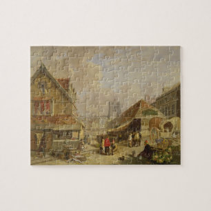 Das alte Fishmarket, Norwich, 1825 (Öl auf Platte Puzzle