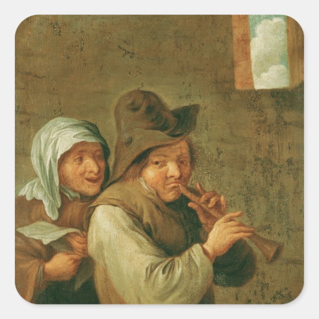 Das alte Paar Quadratischer Aufkleber (Vorderseite)