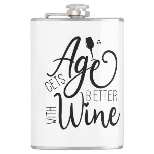 Das Alter wird mit Wein besser Flachmann