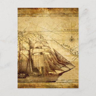 Das älteste Schiff der Weltkarte Postkarte