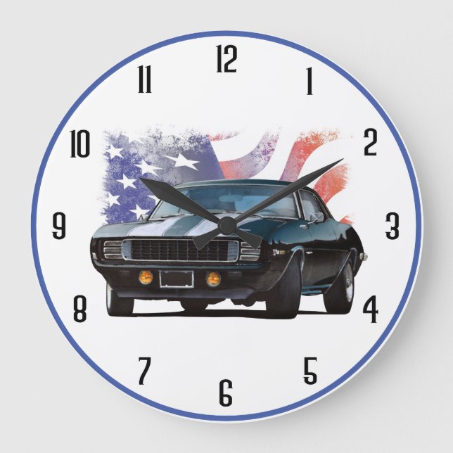 Das amerikanische Muskelauto Große Wanduhr (Vorderseite)