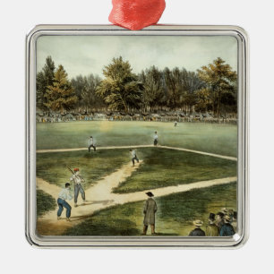 Das amerikanische nationale Spiel des Baseballs Silbernes Ornament