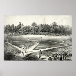 Das amerikanische Nationalspiel Baseball - 1866 Poster