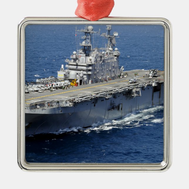 Das Amphibienschiff USS Peleliu Silbernes Ornament (Vorne)