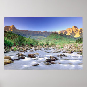 Das Amphitheater und der Fluss Tugela in Drakensbe Poster