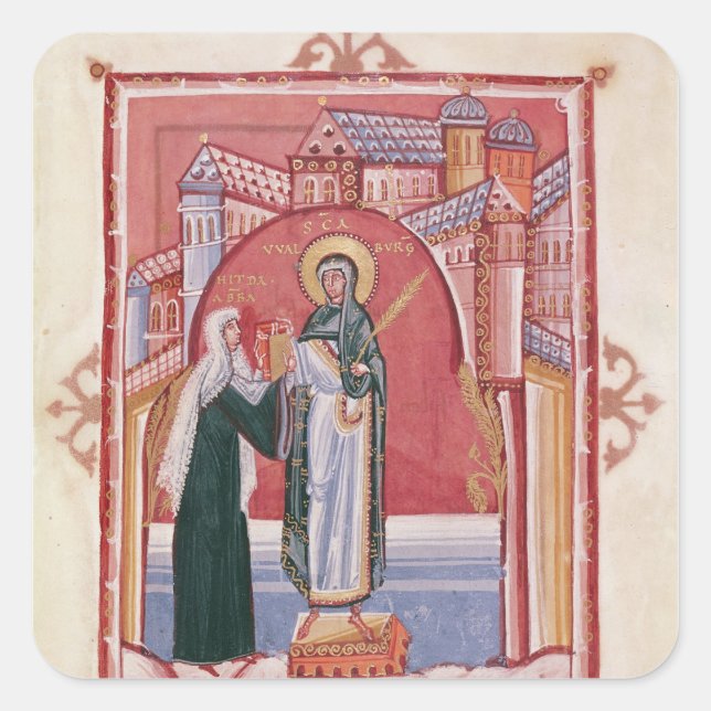 Das Angebot der Abbess Hilda Quadratischer Aufkleber (Vorderseite)