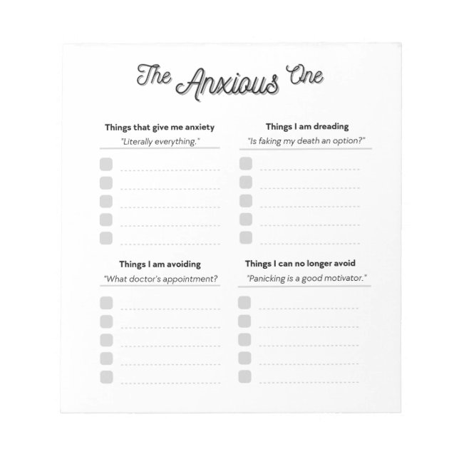 Das ängstliche Notizblock (Vorderseite)