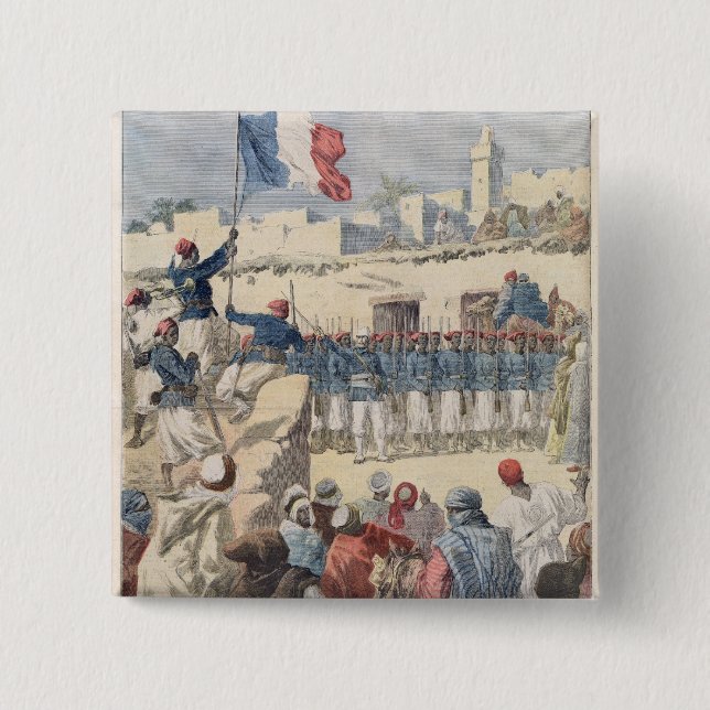 Das Anheben der französischen Flagge in Timbuktu Button (Vorderseite)