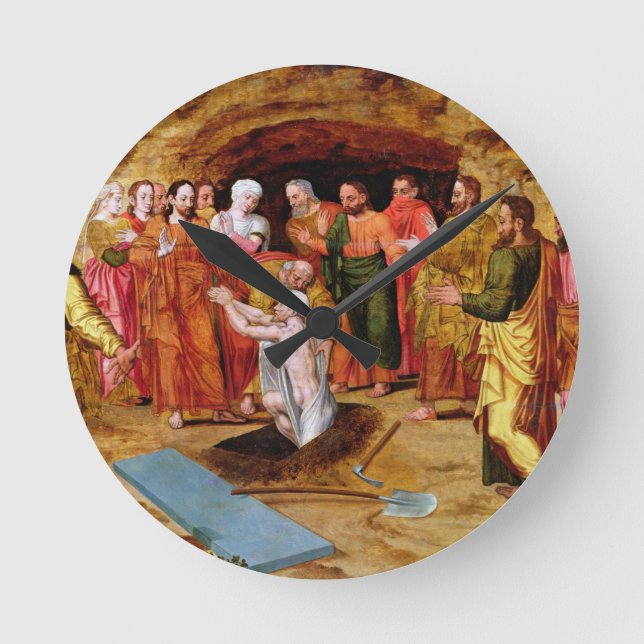 Das Anheben von Lazarus Runde Wanduhr (Vorderseite)