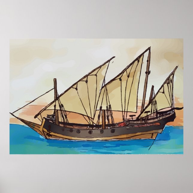 Das antike Segelschiff Xebec  Poster (Vorne)