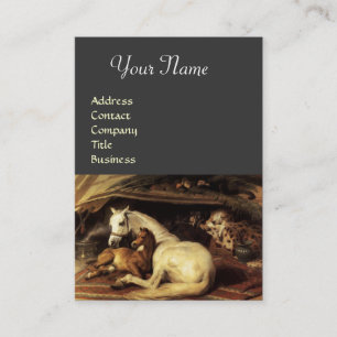 DAS ARABISCHE ZELT MIT PFERDEN, ANDERE TIERE, grau Visitenkarte