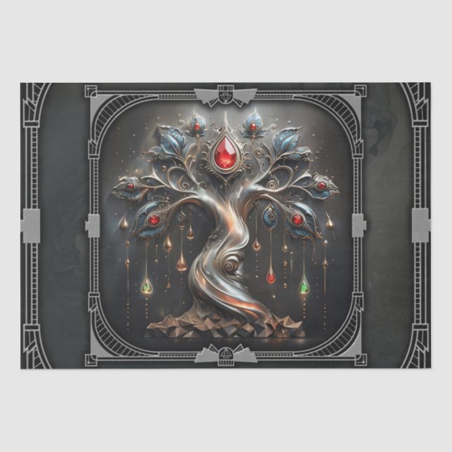 Das Art Deco-Design des Baums des Lebens Seidenpapier (Vorderseite)