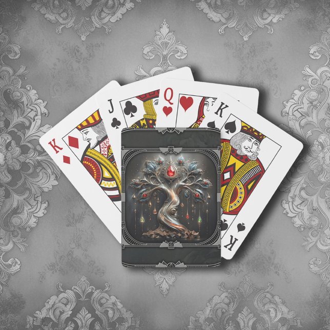 Das Art Deco-Design des Baums des Lebens. Spielkarten (Von Creator hochgeladen)