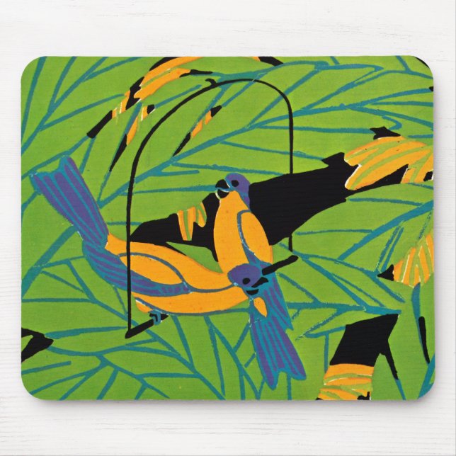 Das Art Deco Tropical Birds von Seguy Mousepad (Vorne)