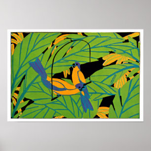 Das Art Deco Tropical Birds von Seguy Poster