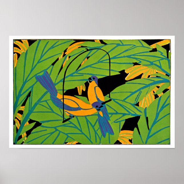 Das Art Deco Tropical Birds von Seguy Poster (Vorne)