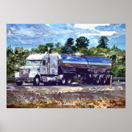 Das Art Poster des Big Rig White Petrol Tankers