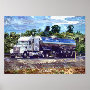Das Art Poster des Big Rig White Petrol Tankers
