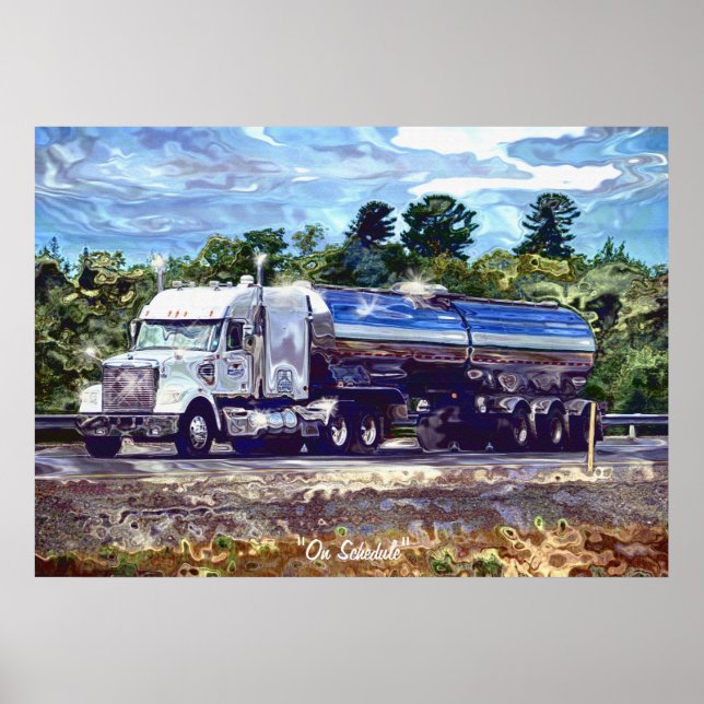 Das Art Poster des Big Rig White Petrol Tankers (Vorne)