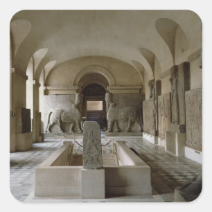 Das assyrische Zimmer im Louvre in Paris (Foto) Quadratischer Aufkleber