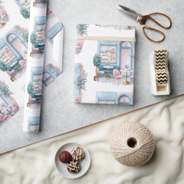 Das ästhetische Französisch-Café, Vintag, Geschenkpapier (Kunsthandwerk)