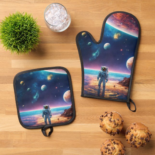 Das Astro-Abenteuer  Ofenhandschuh & Topflappen-Set (Oben Unten)