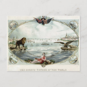 Das atlantische Kabel-Vintage-Plakat 1866 restauri Postkarte