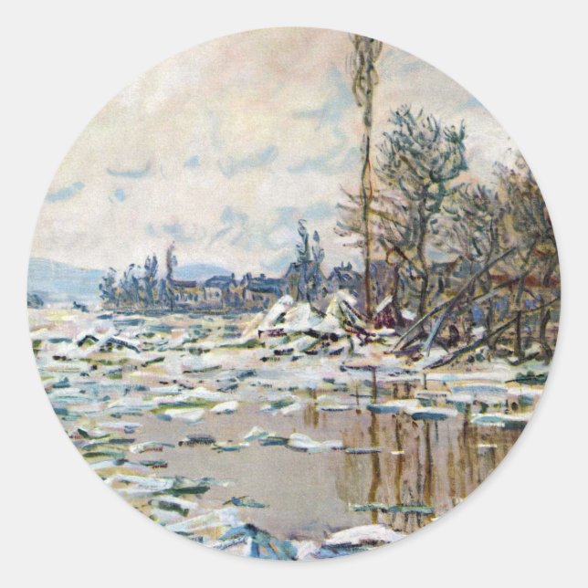 Das Aufbrechen des Eises von Claude Monet Runder Aufkleber (Vorderseite)