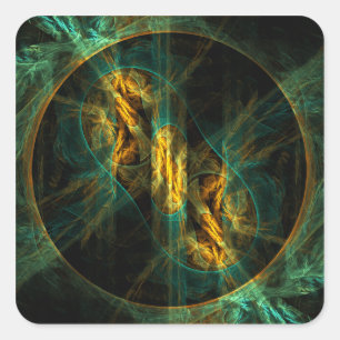 Das Auge des Abstrakten Kunstplatzes Dschungel Quadratischer Aufkleber