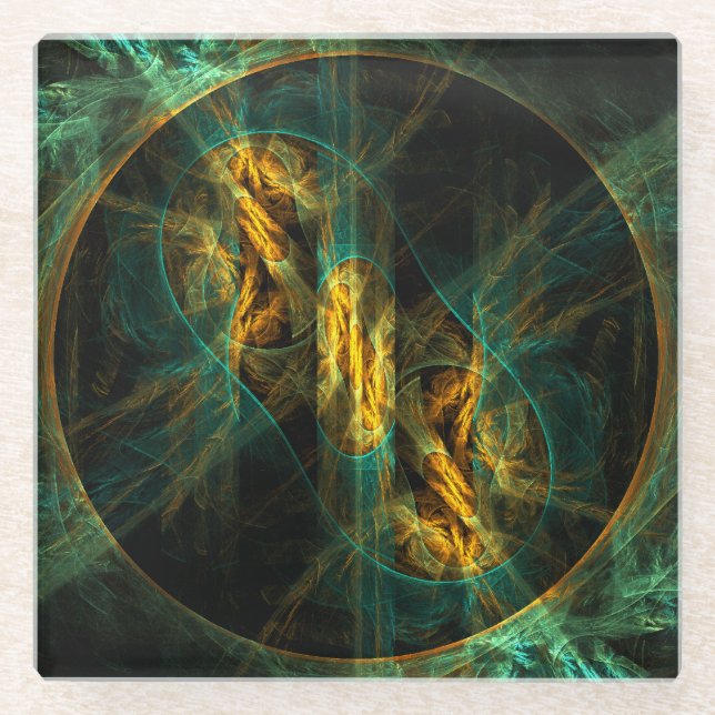 Das Auge des Dschungels Abstrakte Kunst Glasuntersetzer (Vorderseite)