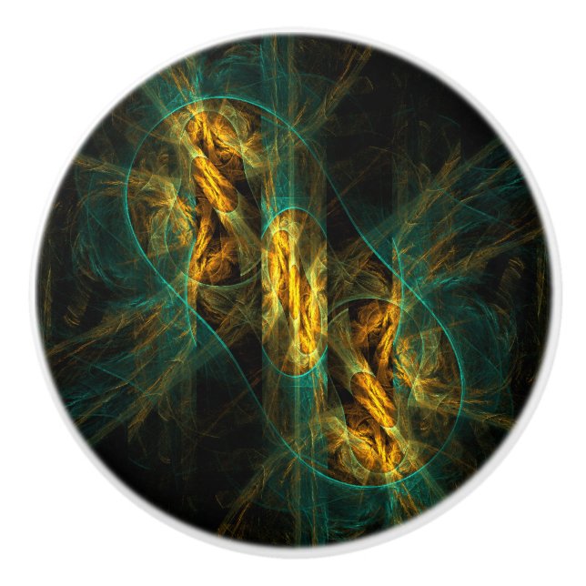 Das Auge des Dschungels Abstrakte Kunst Keramikknauf (Vorderseite)