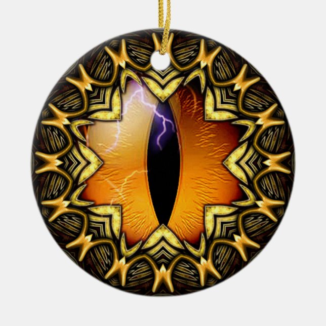 Das Auge des goldenen Drachen Keramik Ornament (Vorne)