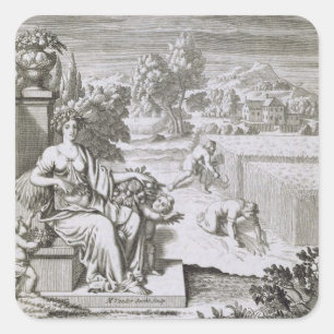 Das Auge des Gottes passt die Ernte, Illustration Quadratischer Aufkleber