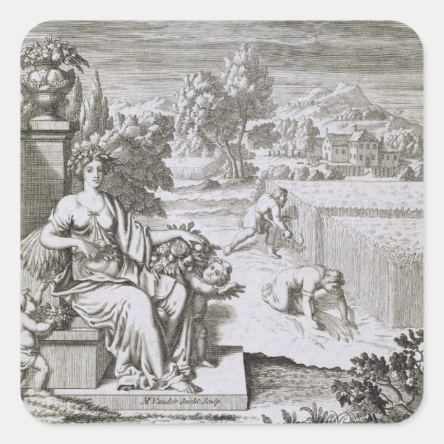 Das Auge Gottes beobachtet die Ernte, Abbildung Quadratischer Aufkleber (Vorderseite)